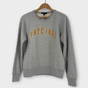 Frye Women’s Size Small Heather Gray Logo Crew Neck Pullover Sweatshirt New
